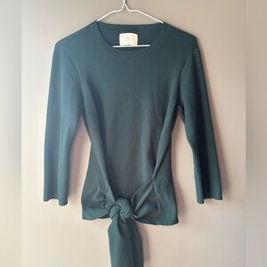 Yaya women, size Large, Canadian brand forest green, 3/4 length wrap shirt